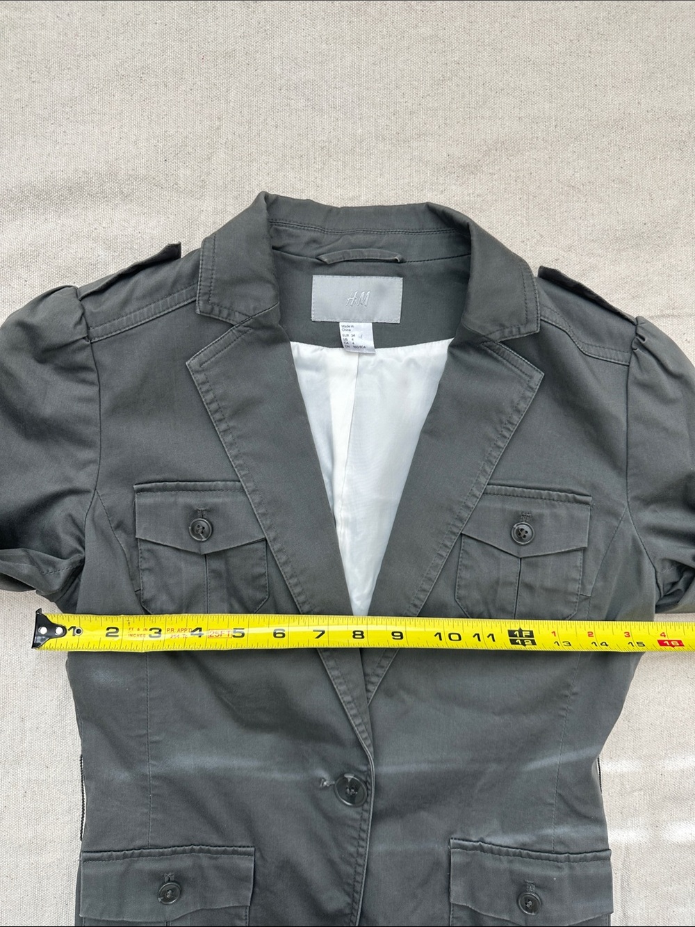 H&M Military/Utility Style Blazer Jacket – Dark Green/Olive – Size 4 - Picture 6 of 9